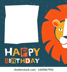 Lion original design. Can be used for poster, greeting card, baby products, birthday party, invitation vector Illustration. Vector illustration