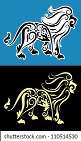 Lion ornament sticker vector. Tribal animal ornament decorative. Easy to edit color for tattoo or sticker design