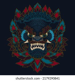 lion ornament vector hand drawing