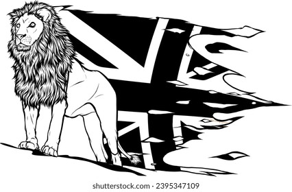 Diseño vectorial de ilustración de contorno de león