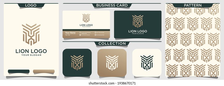 lion outline logo simple vector image line art abstract luxury wild minimalistic geometric