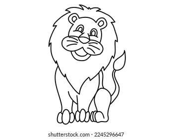 Lion Outline Painting Animal Cartoon