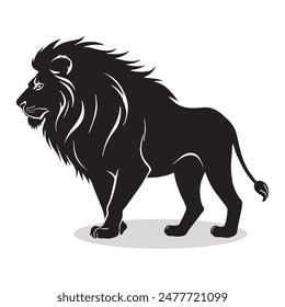 Lion outline and symbols. Dark level variety basic exquisite white foundation Lion animal vector and silhouette icon.