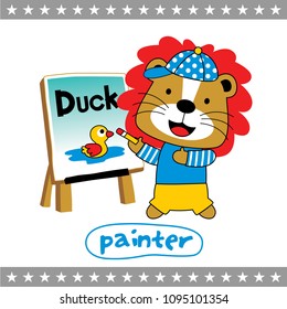 lion the painter,vector illustration
