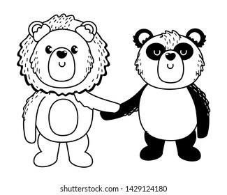 Lion and panda cartoon design