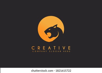 Lion Panther vector logo design isolated on black background