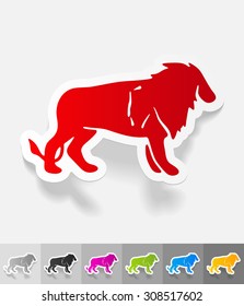 lion paper sticker with shadow. Vector illustration