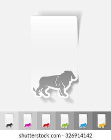 lion paper sticker with shadow. Vector illustration