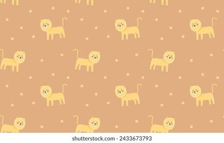 Patrón de león, lindo fondo de pantalla amarillo y naranja infantil, diseño escandinavo simple para guardería, fondo neutral de género.
