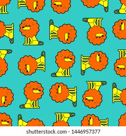Lion pattern seamless. Leo background . Beast texture. Vector ornament
