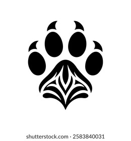 Lion paw print logo icon silhouette vector flat illustration design on white background.