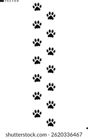 Lion paw prints silhouette. Wild animal track. African lion paw prints vector illustration 