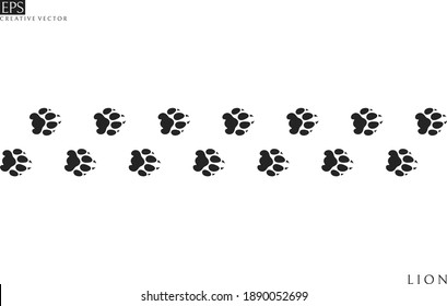 Lion paw prints. Wild animal