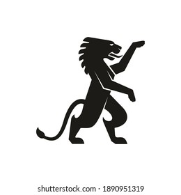 Lion or pegasus animal isolated heraldry symbol. Vector Japanese dragon mascot silhouette