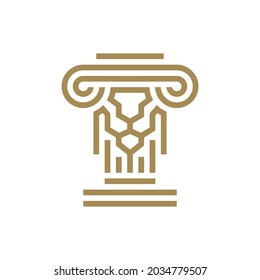 ley del pilar león logotipo de columna iónica icono de vectores