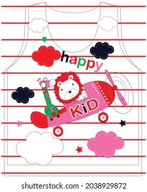 piloto león Cartoon lindo ilustración de fondo vector pantalla de seda animal