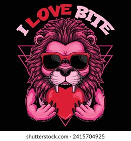 Lion pink bite Heart vector illustration for your company or brand