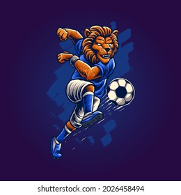 the lion playing football illustration