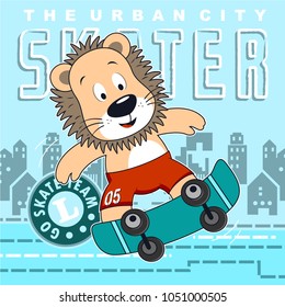 lion playing skateboard,vector illustration
