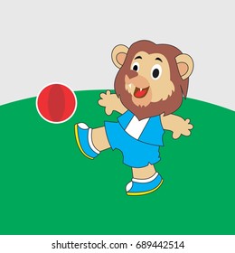 lion playing soccer vector