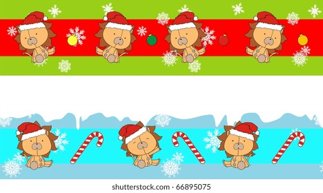 lion plush cartoon xmas banner in vector format very easy to edit