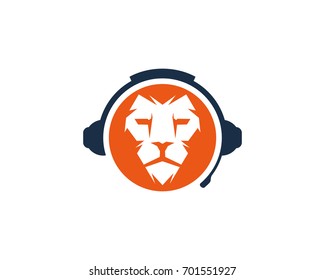 Lion Podcast Icon Logo Design Element