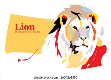 Lion with pop art style. This vector illustration can be used as a print on T-shirts, illustration or other uses. vector