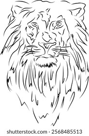 Lion portrait lion head sketch hand drawn engraving outline sketch