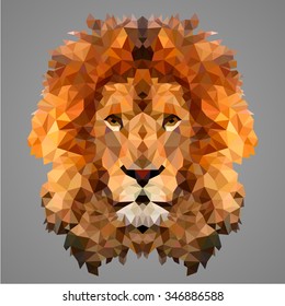 Lion portrait. Low poly design. Abstract polygonal illustration.