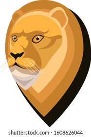 Lion portrait made in unique simple cartoon style. Head of leo. Isolated icon for your design. Vector illustration