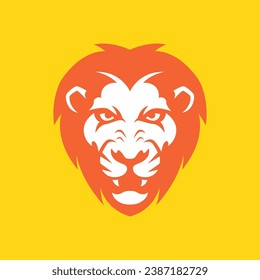 lion portrait mane fang beast wildlife flat clean modern colorful mascot character sticker logo design vector icon illustration