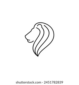 Cara lateral del retrato del león estilo de dibujo de la línea continua, estilo mínimo lineal de la Plantilla de diseño.	