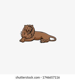 Lion Pose Logo Illustration Vector.