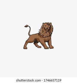 Lion Pose Logo Illustration Vector.
