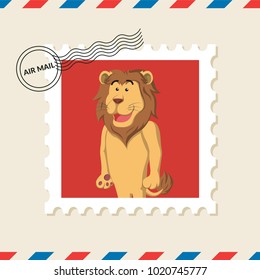 Lion postage stamp on air mail envelope