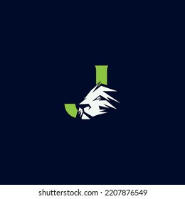 Lion power letter J media logo