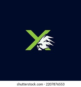 Lion power letter X media logo