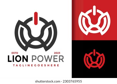 Ilustración del icono del vector del logotipo de la energía de los leones