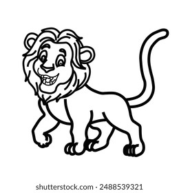 Lion predator, art, safari, , black, creative, artwork, abstract, wildlife, modern, line art, sketch, sticker, nature, cartoon, mammal, isolated, background, character, outline, illustration, vector