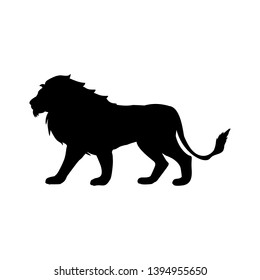 Lion predator black silhouette animal. Vector Illustrator.