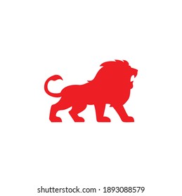Lion Predator, Red Silhouette Animal, Vector Illustrator