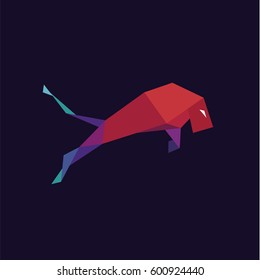 Lion pride logo illustration low poly style design modern vector graphic