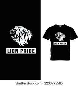 Diseño de camisetas con tipografía de orgullo león.