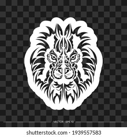 Lion print. Lion face in Maori style. Vector illustrator.