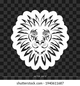 Lion print. Lion face in Mayan style. Good covers, fabrics, postcards and printing. Vector 