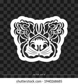 Lion print. Polynesian-style lion face. Vector illustrator.