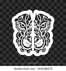 Lion print. Polynesian-style lion face. Vector