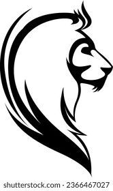 Lion profile head tattoo, tattoo illustration, vector on a white background.