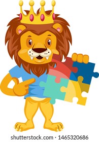 León con rompecabezas, ilustración, vector sobre fondo blanco.