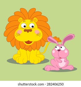 lion & rabbit cartoon